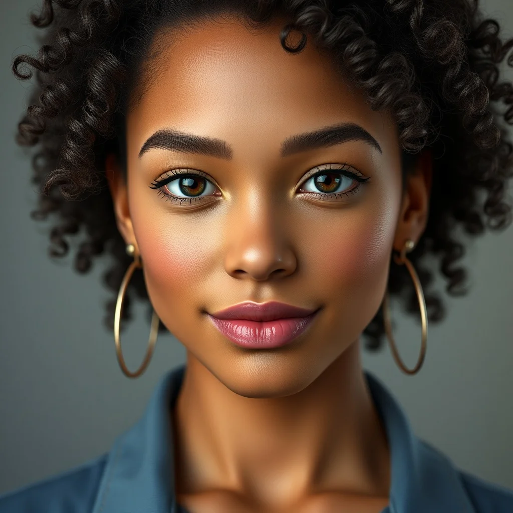 3D Render avatar: a confident young woman with curly hair