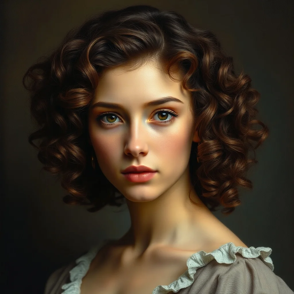 Baroque avatar: a confident young woman with curly hair