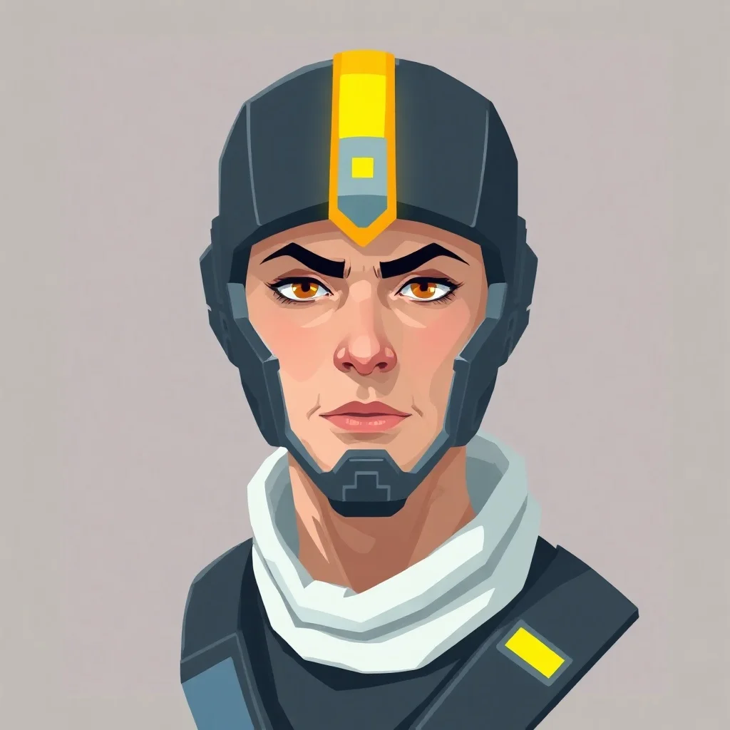 Isometric avatar: a cyber-styled warrior with neon highlights