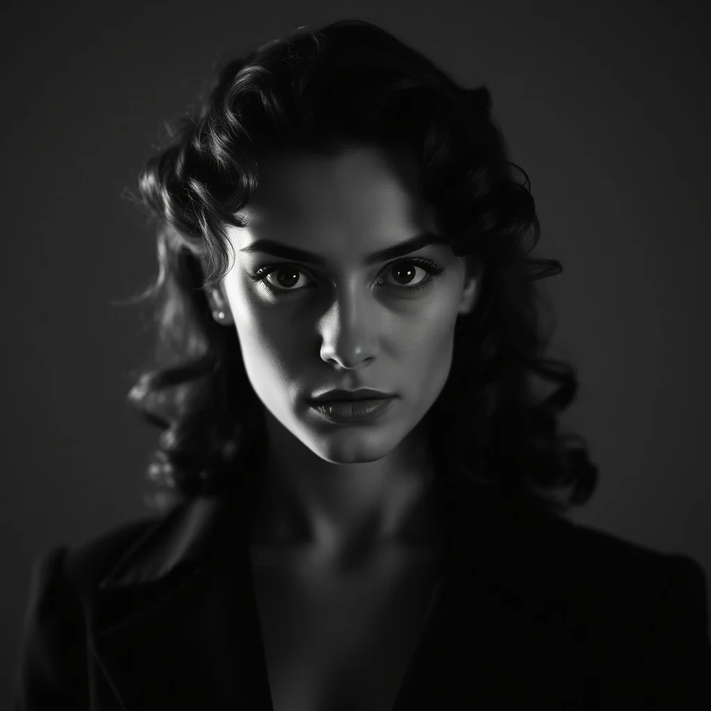 Noir avatar: a confident young woman with curly hair