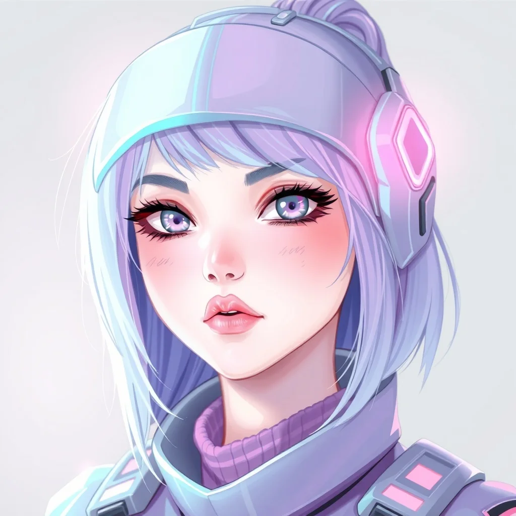 Pastel avatar: a cyber-styled warrior with neon highlights