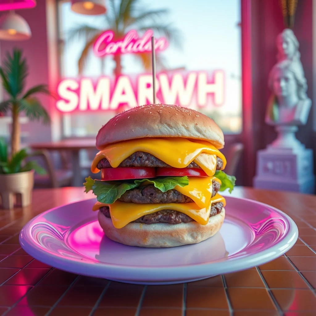 Vaporwave food photo