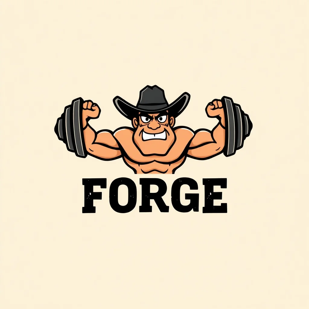 Cartoon logo: a fitness gym called Forge