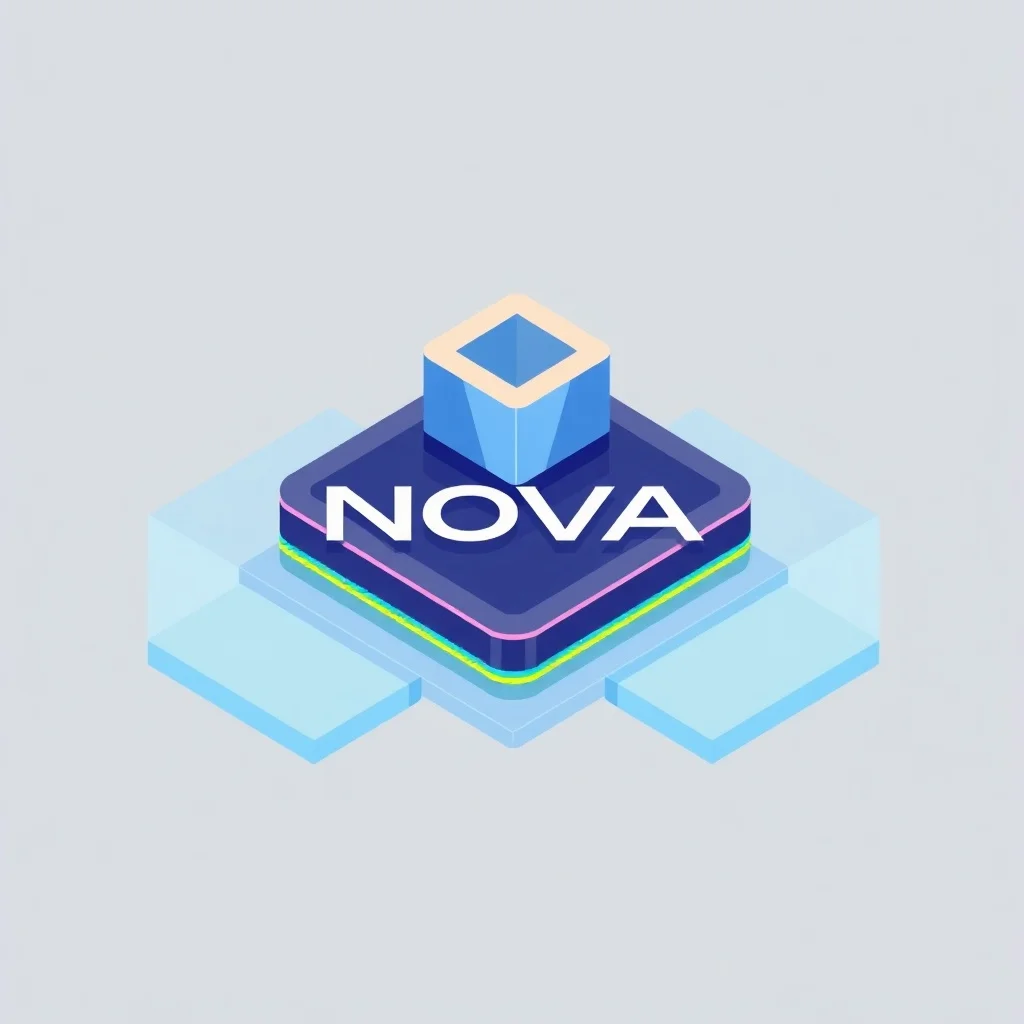 Isometric logo: a tech startup called Nova