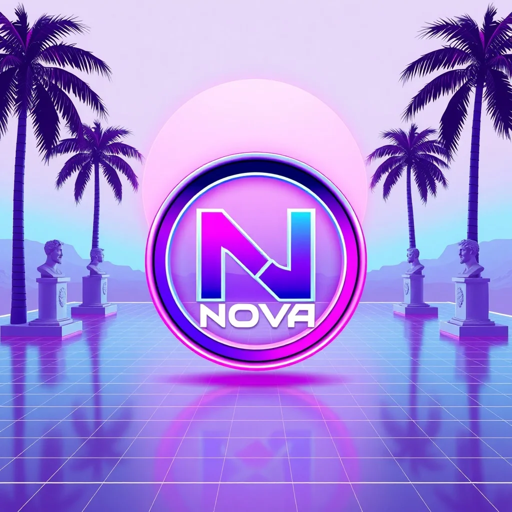 Vaporwave logo: a tech startup called Nova