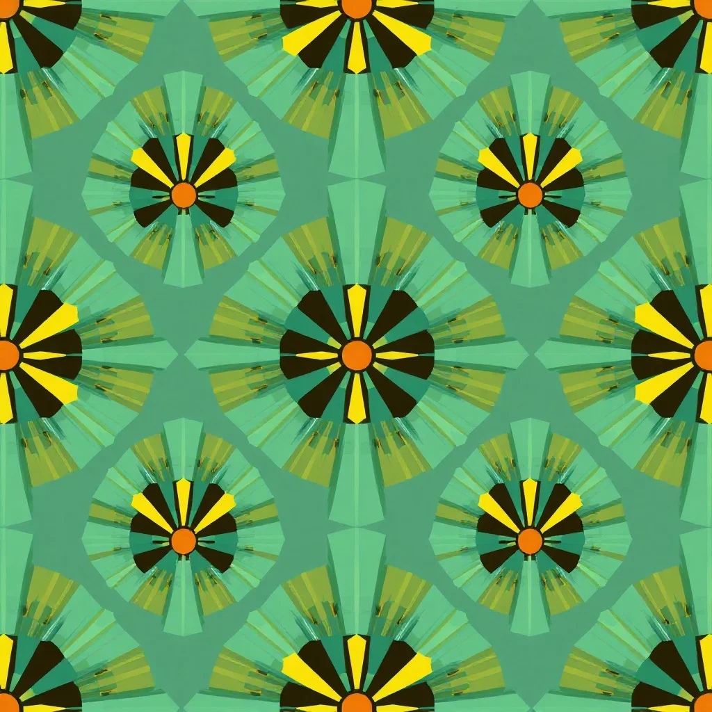Flat Design pattern: art-deco fans and rays