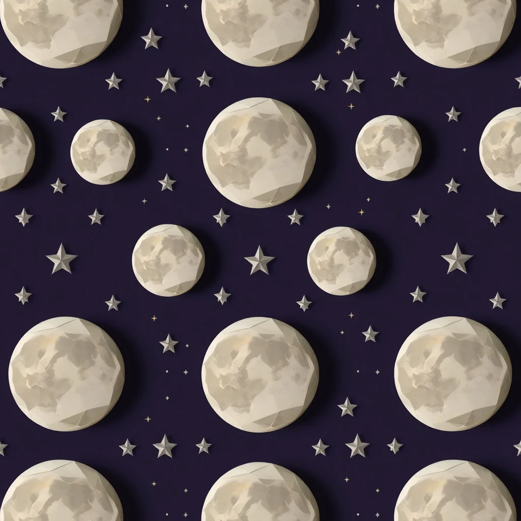 Low Poly pattern: tiny moons and stars