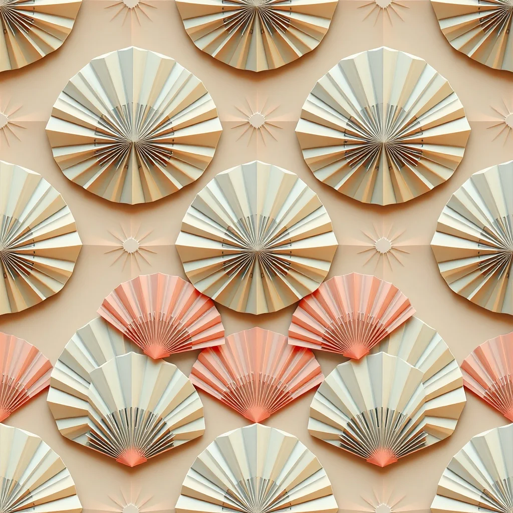 Low Poly pattern: art-deco fans and rays