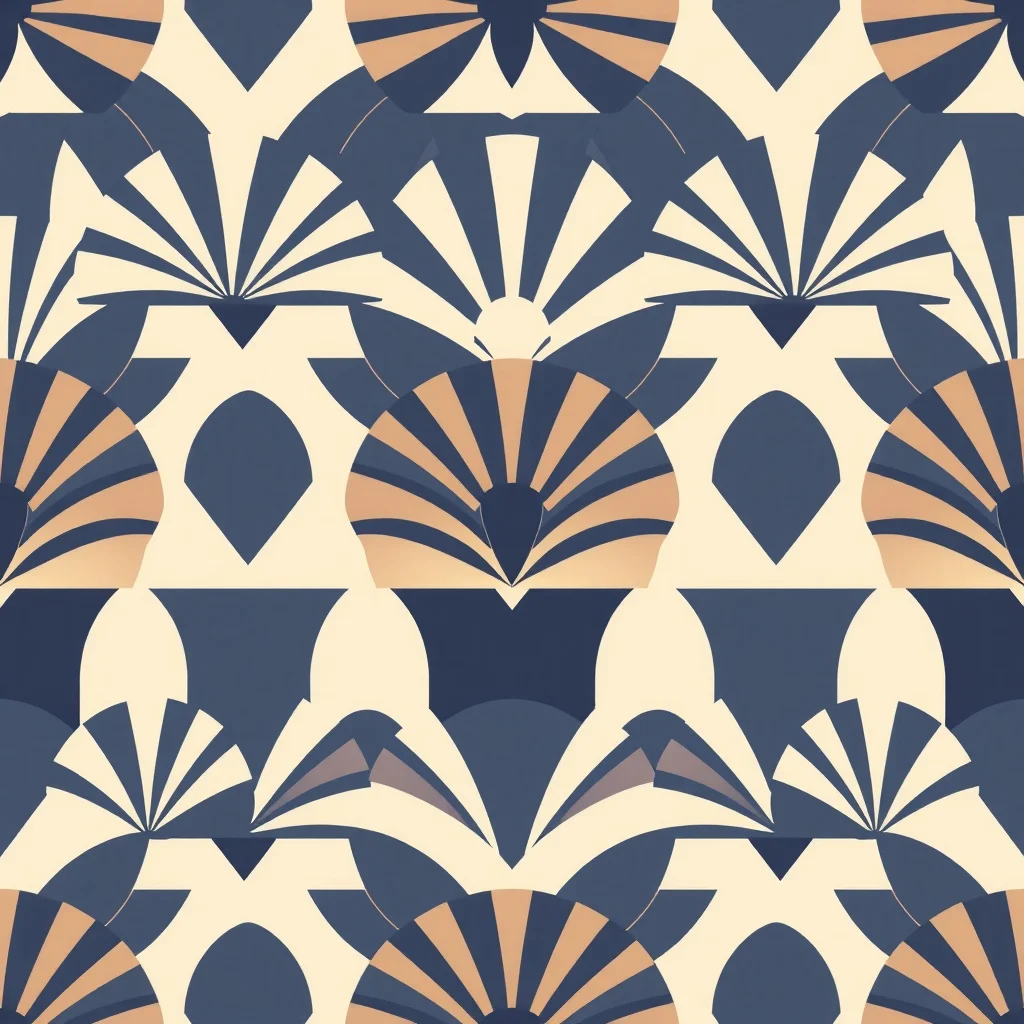Minimalist pattern: art-deco fans and rays