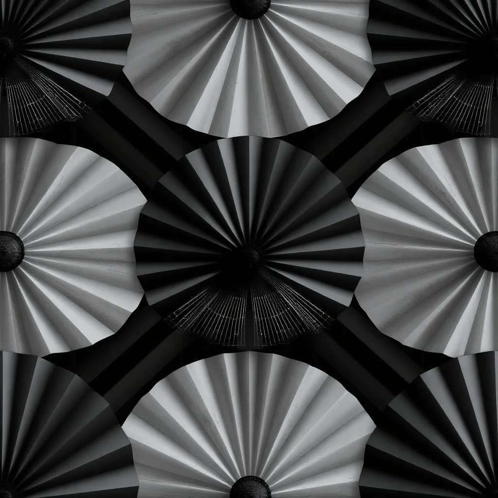 Noir pattern: art-deco fans and rays