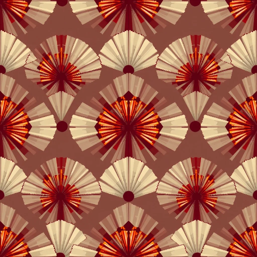 Pixel Art pattern: art-deco fans and rays