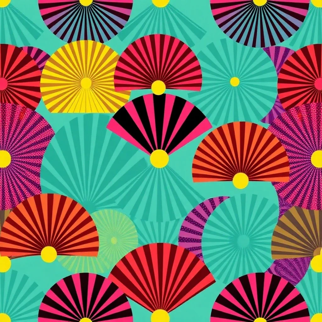Pop Art pattern: art-deco fans and rays