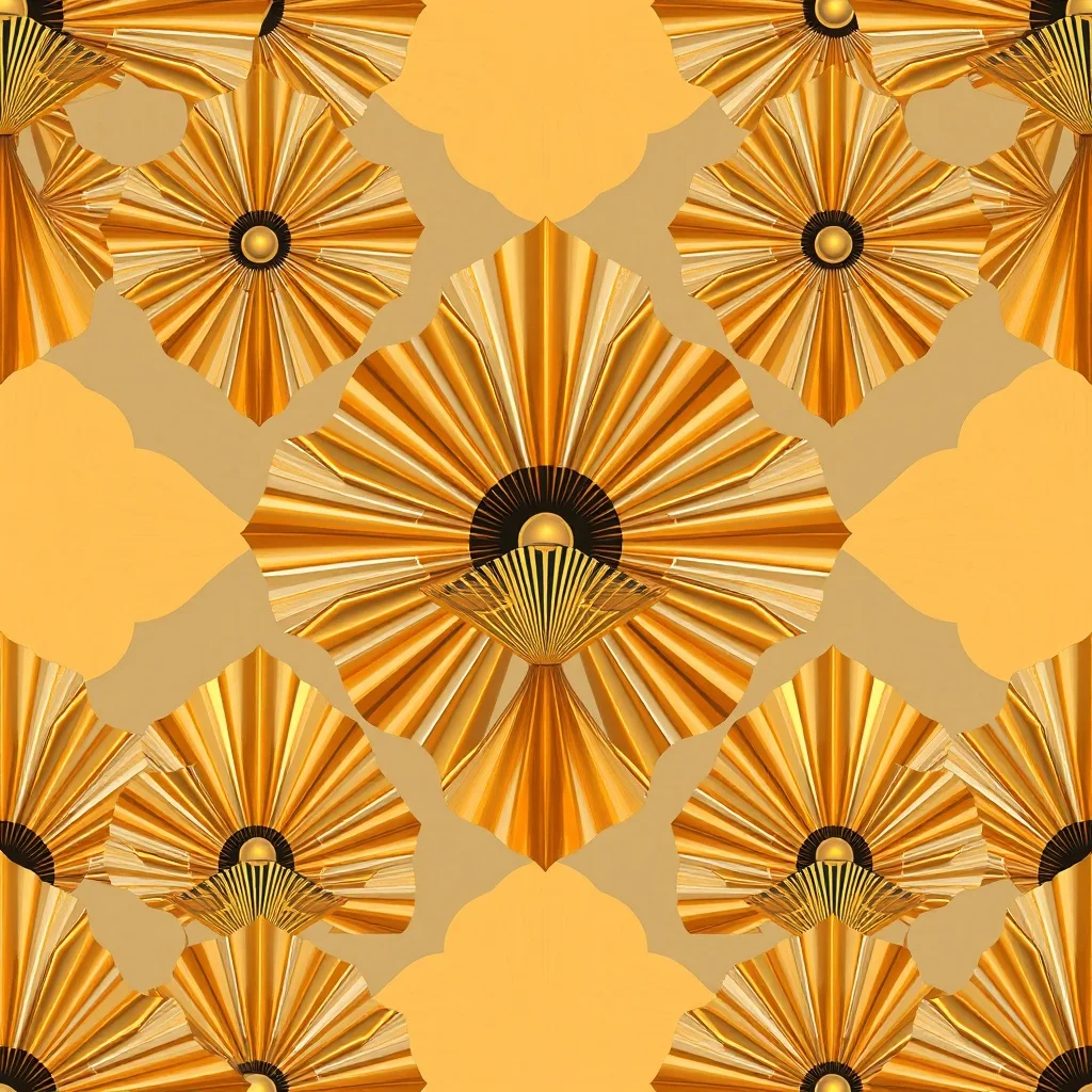 Photorealistic pattern: art-deco fans and rays