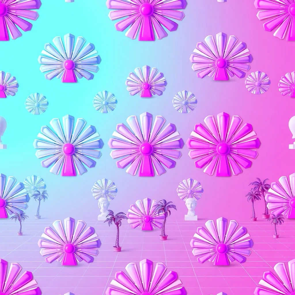 Vaporwave pattern: art-deco fans and rays