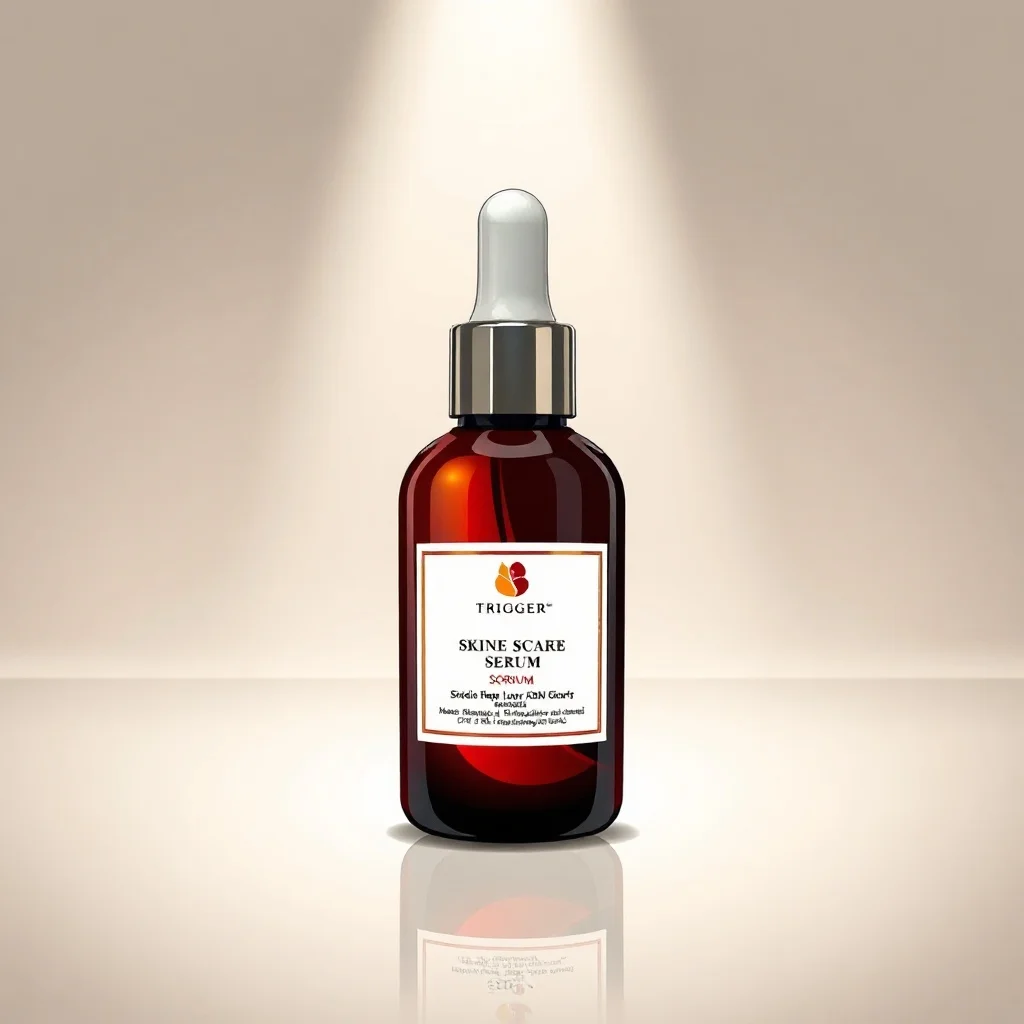 Anime product photo: a luxury skincare serum bottle