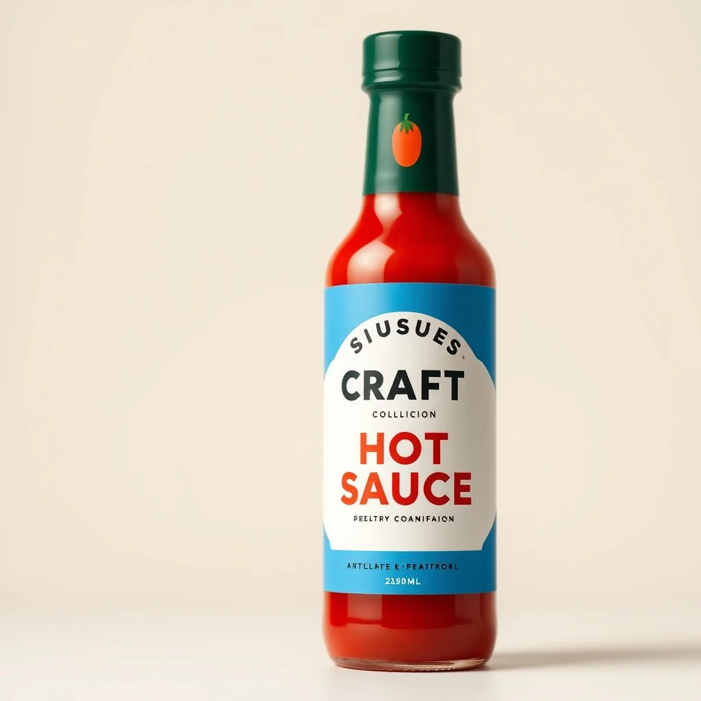 Flat Design product photo: a craft hot sauce bottle