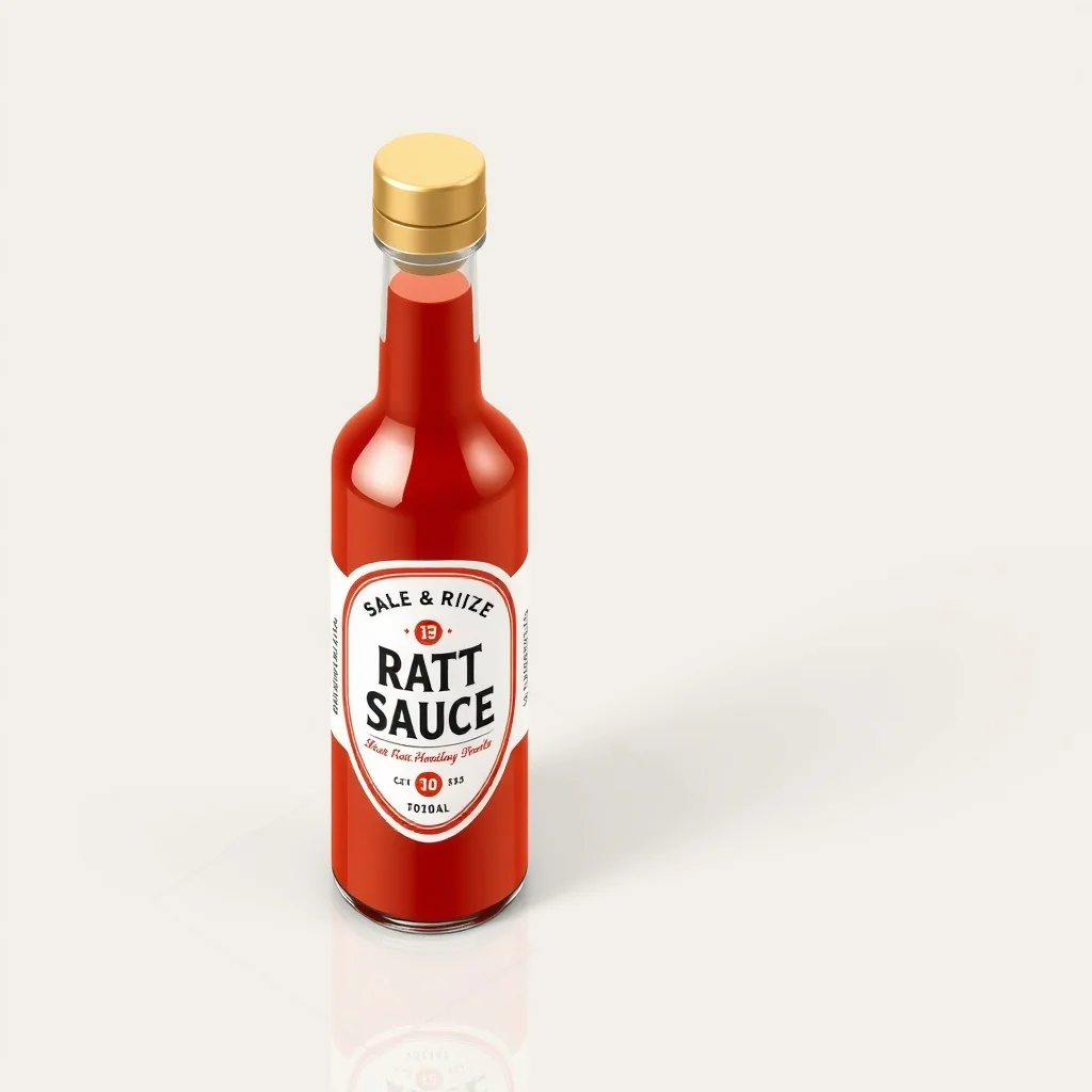 Isometric product photo: a craft hot sauce bottle