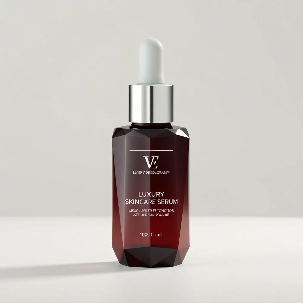Low Poly product photo: a luxury skincare serum bottle