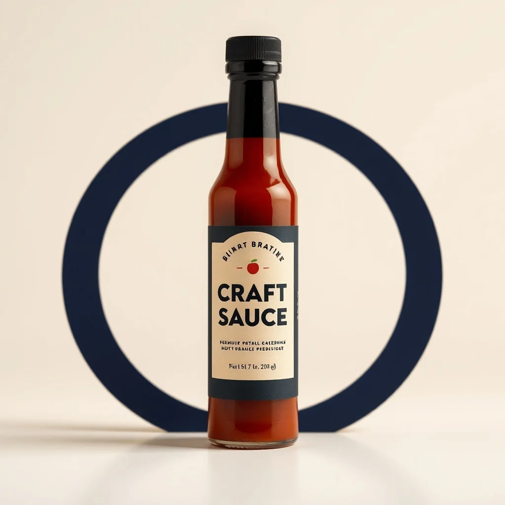 Minimalist product photo: a craft hot sauce bottle