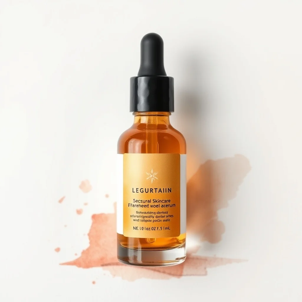 Watercolor product photo: a luxury skincare serum bottle