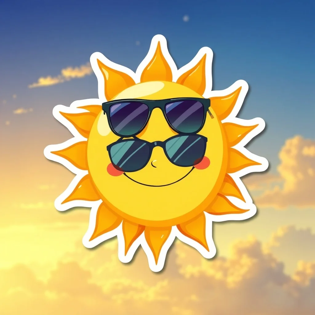 Studio Ghibli sticker: a smiling sun with sunglasses
