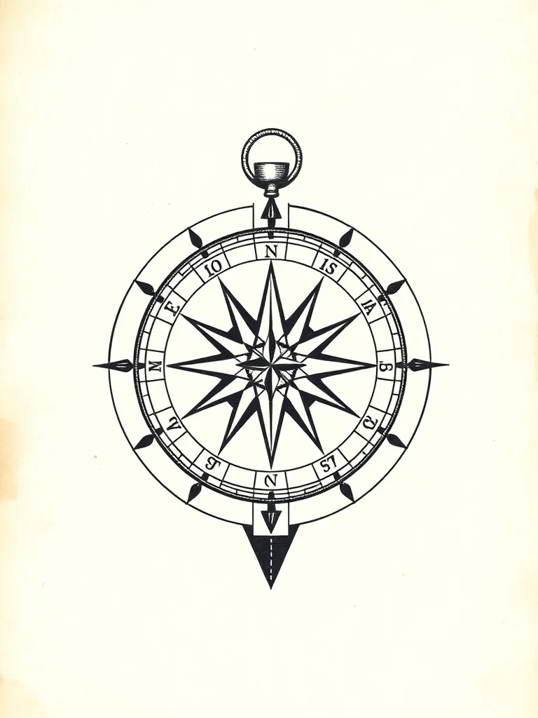 Minimalist tattoo: a vintage compass and map