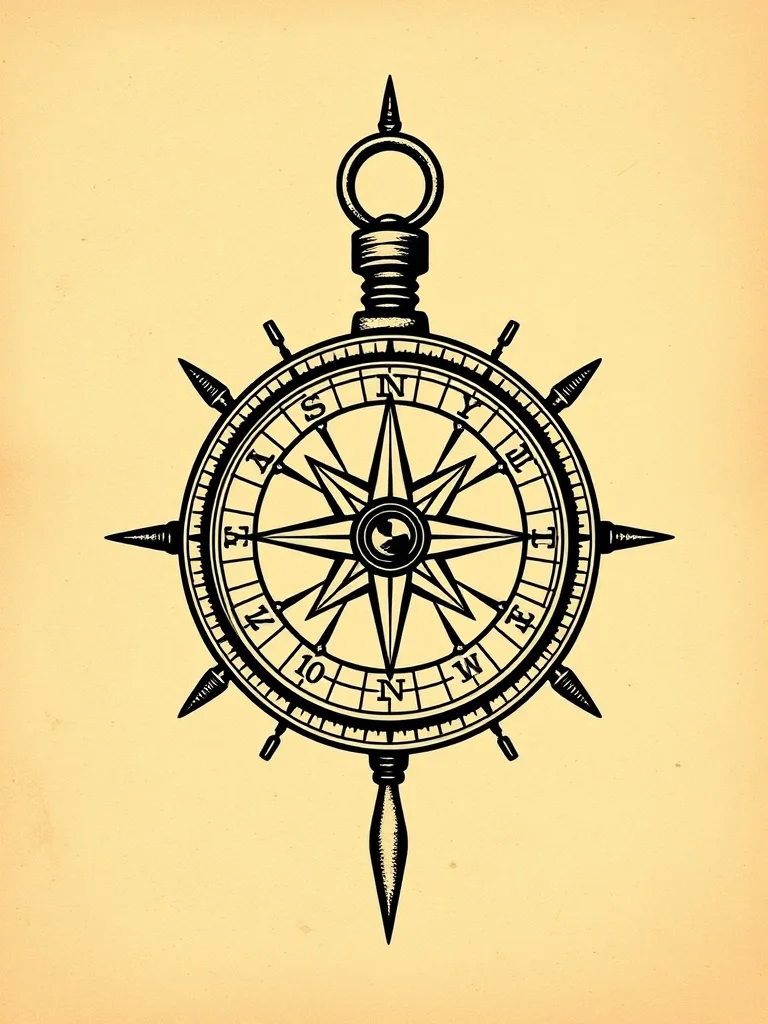 Pop Art tattoo: a vintage compass and map
