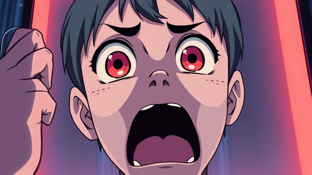 Anime youtube thumbnail: a shocked face reacting to a glowing screen