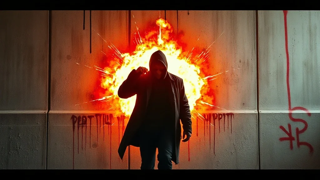 Graffiti youtube thumbnail: an explosion behind a silhouetted hero