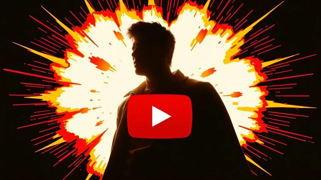 Pop Art youtube thumbnail: an explosion behind a silhouetted hero