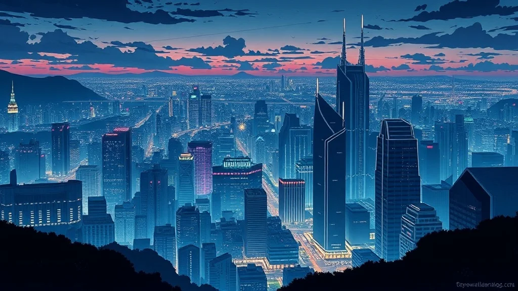 Anime wallpaper: a futuristic city skyline at night