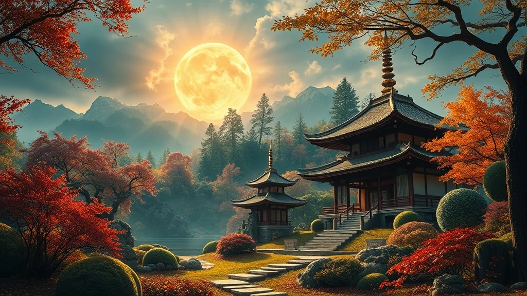 Fantasy wallpaper: a serene Japanese garden in autumn
