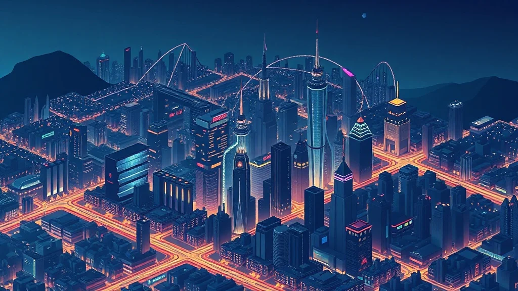 Isometric wallpaper: a futuristic city skyline at night