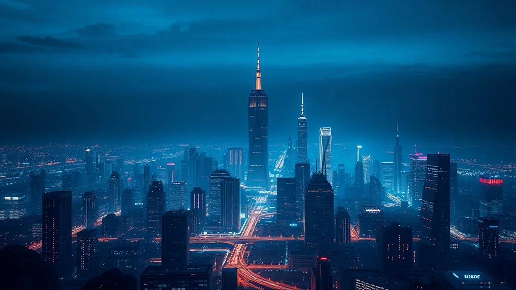 Low Poly wallpaper: a futuristic city skyline at night