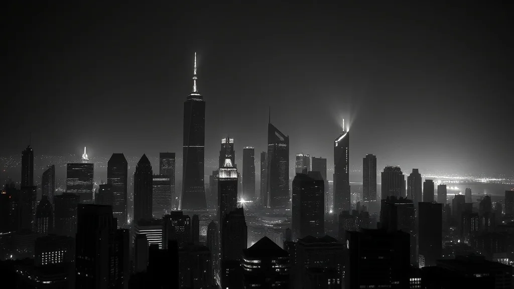 Noir wallpaper: a futuristic city skyline at night