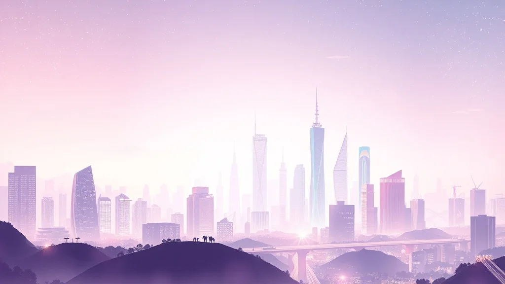 Pastel wallpaper: a futuristic city skyline at night
