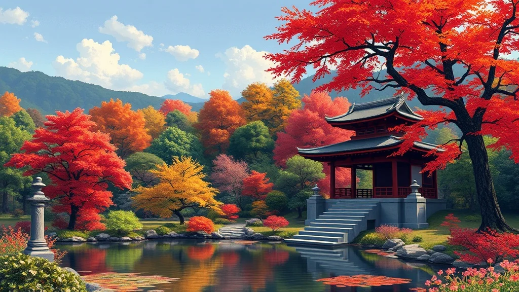 Pixel Art wallpaper: a serene Japanese garden in autumn