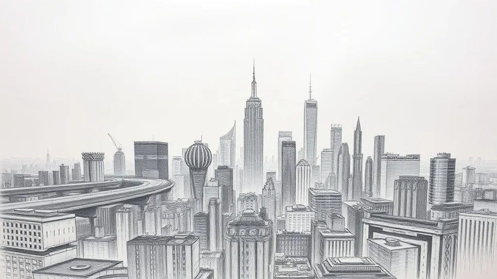 Sketch wallpaper: a futuristic city skyline at night